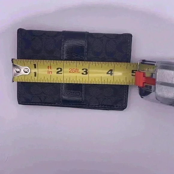 Coach Small Wallet- Black Coach Signature Logo Fabric with Black Patent - Picture 9 of 9